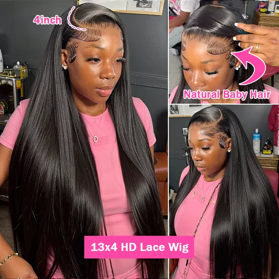 30 36 inch Bone Straight Human Hair Wigs 13x4 Hd Lace Frontal Wig Brazilian 13x6 Straight Lace Front Human Hair Wig For Women