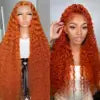Vietnamese Raw Hair Wigs Deep Wave Cuticle Aligned Hair Ginger Wigs Human Hair Lace Front 30 40inch Virgin Curly Wig Human Hair