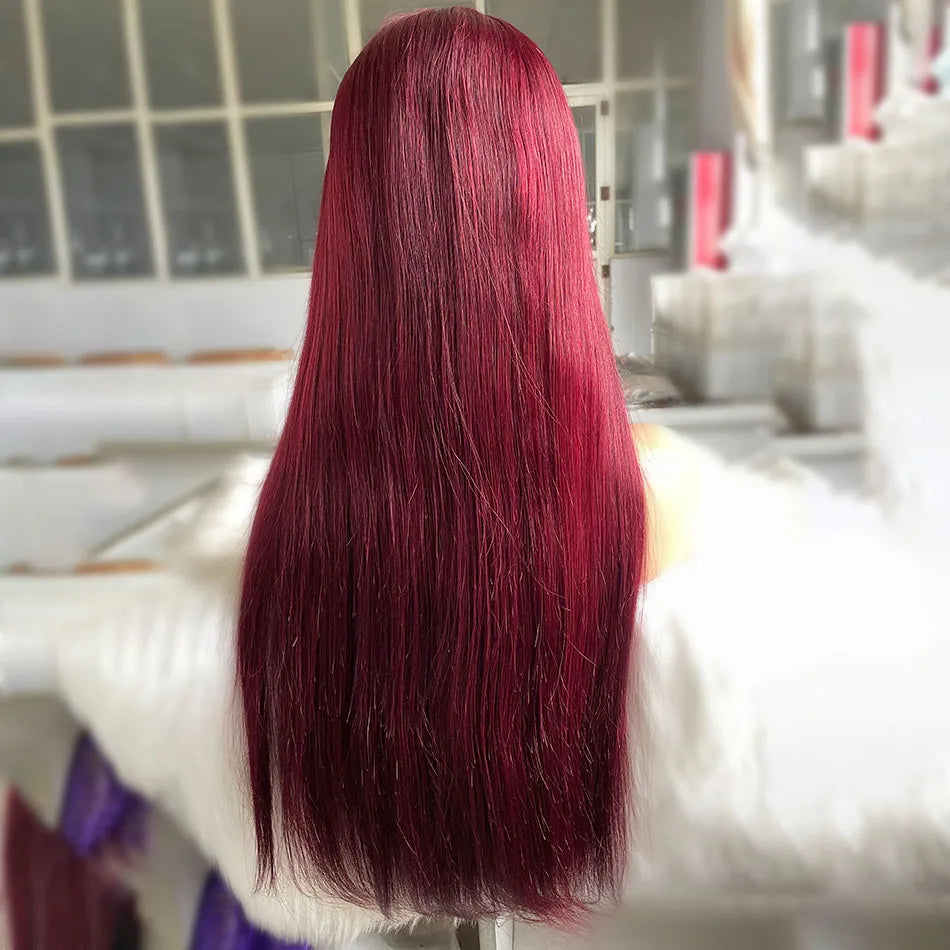 13X4 Lace Human Hair Wigs for Women Straight 99J Burgundy Bob Wigs 4X4 Hd Lace Front Wig for Black Women