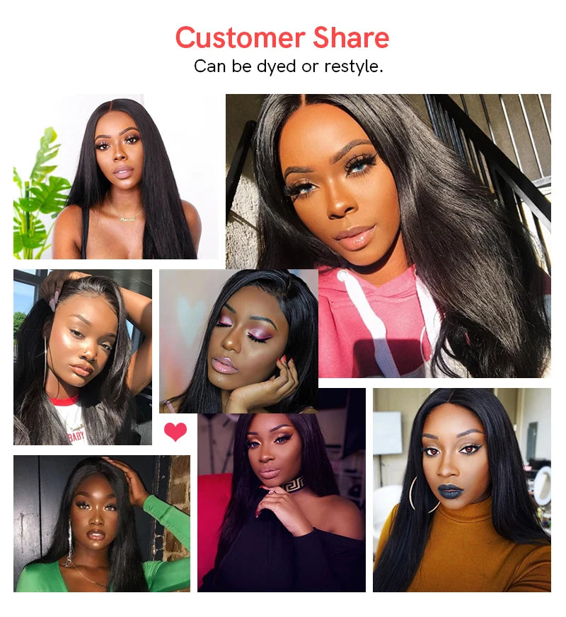 Ali Queen Hair Straight HD Lace Front Wig With Baby Hair Brazilian Remy Human Hair Wigs 4x4/5x5 Lace Closure Wig With Free Part