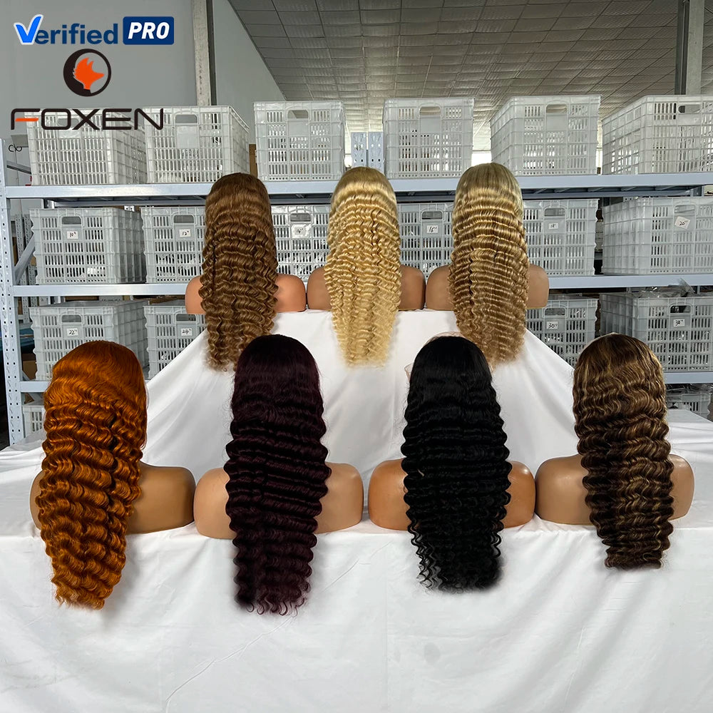 28 30 Inch Deep Wave Glueless Hd Lace Human Hair Wigs 13x4Hd Lace Closure Loose Deep Frontal Wig Vendors Raw Indian Hair