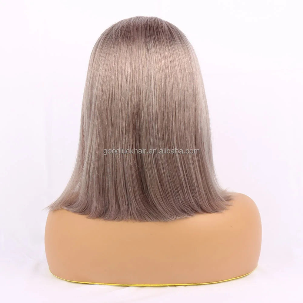 GL Cheap Wholesale Brazilian Pink Bob Wigs Double Drawn Human Hair Wigs for Black Women HD Transparent Pink Lace Front Wigs