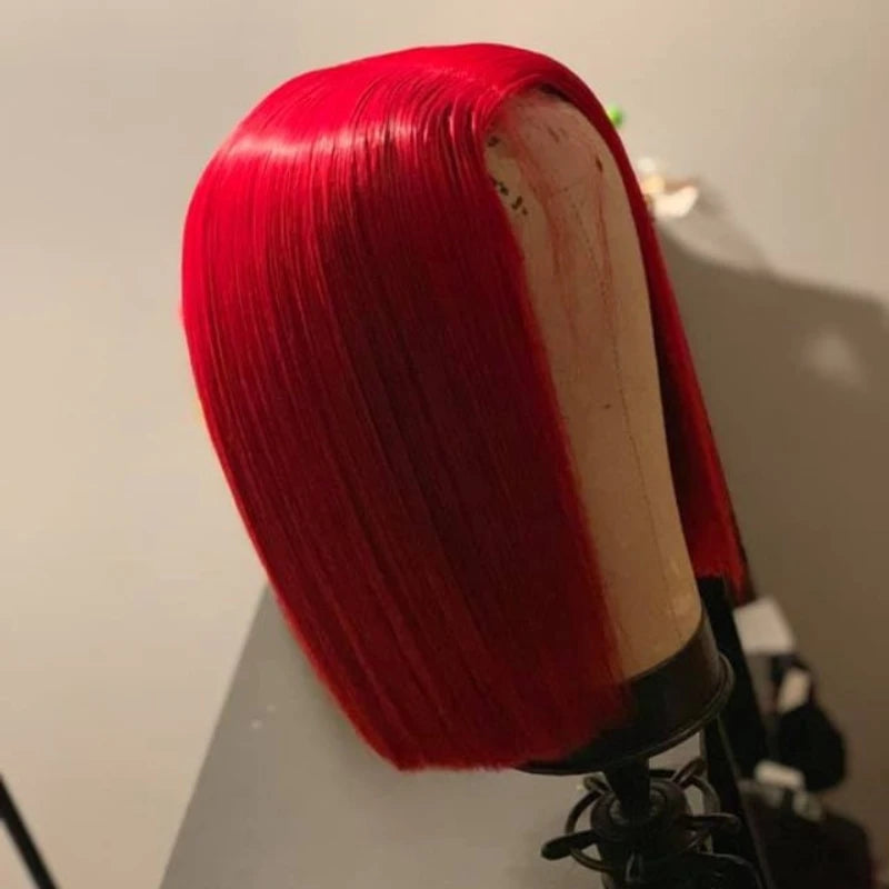 GL Cheap Wholesale Brazilian Pink Bob Wigs Double Drawn Human Hair Wigs for Black Women HD Transparent Pink Lace Front Wigs