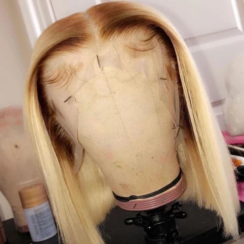 GL Cheap Wholesale Brazilian Pink Bob Wigs Double Drawn Human Hair Wigs for Black Women HD Transparent Pink Lace Front Wigs