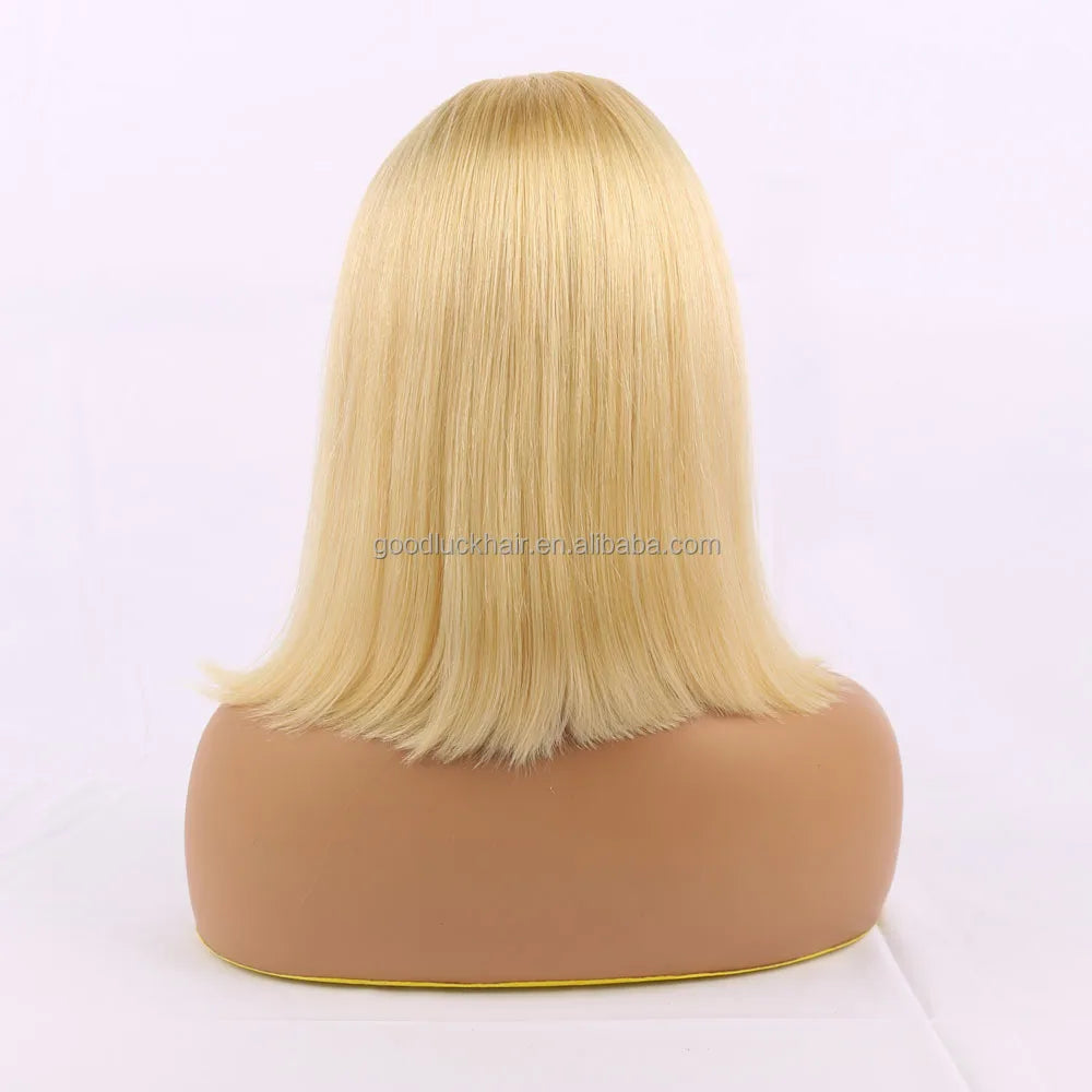 GL Cheap Wholesale Brazilian Pink Bob Wigs Double Drawn Human Hair Wigs for Black Women HD Transparent Pink Lace Front Wigs