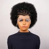 Indian Short Bob Wig Afro Bouncy Curly Triangle Knotless Box Braided Wigs for Women Half Braided 13X4 Lace Front Human Hair Wigs