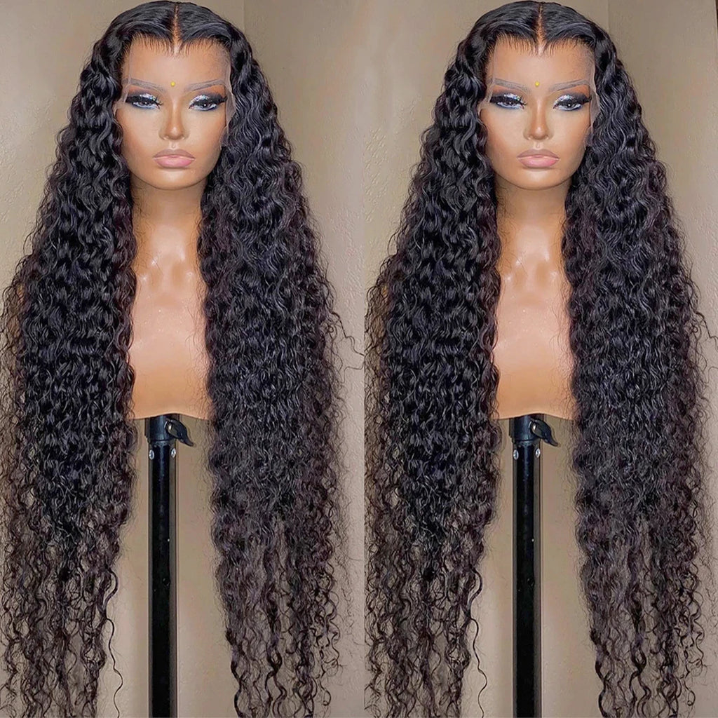 250 Density HD 13X6 Transparent Deep Wave Human Hair Lace Frontal Wig 30 40 Inch 13X4 Water Curly Lace Front Human Hair Wigs