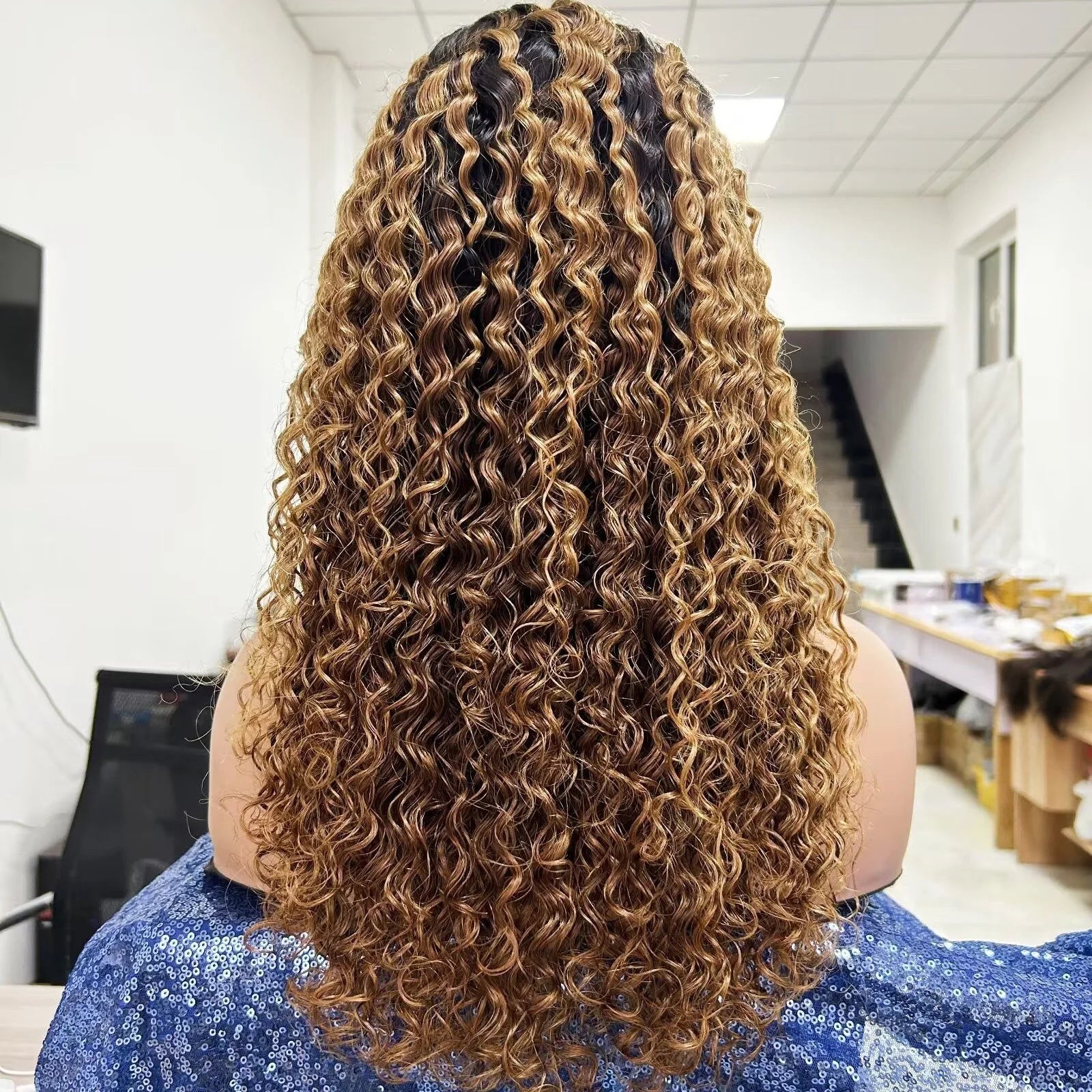 Hot Selling Highlight Water Wave Wig High Quality Brazilian Human Hair Wigs Indian Hair Wholesale Price Spanish Wave Human Hair