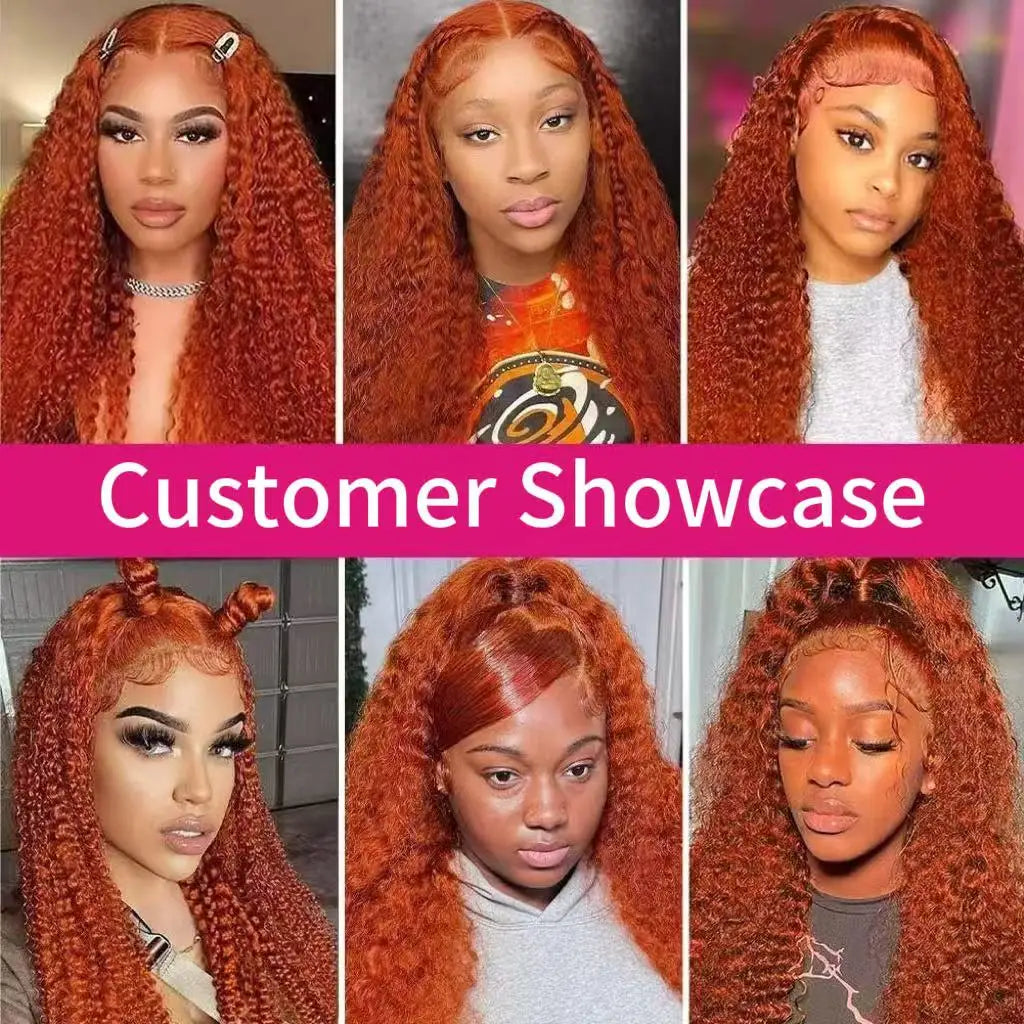 Vietnamese Raw Hair Wigs Deep Wave Cuticle Aligned Hair Ginger Wigs Human Hair Lace Front 30 40inch Virgin Curly Wig Human Hair