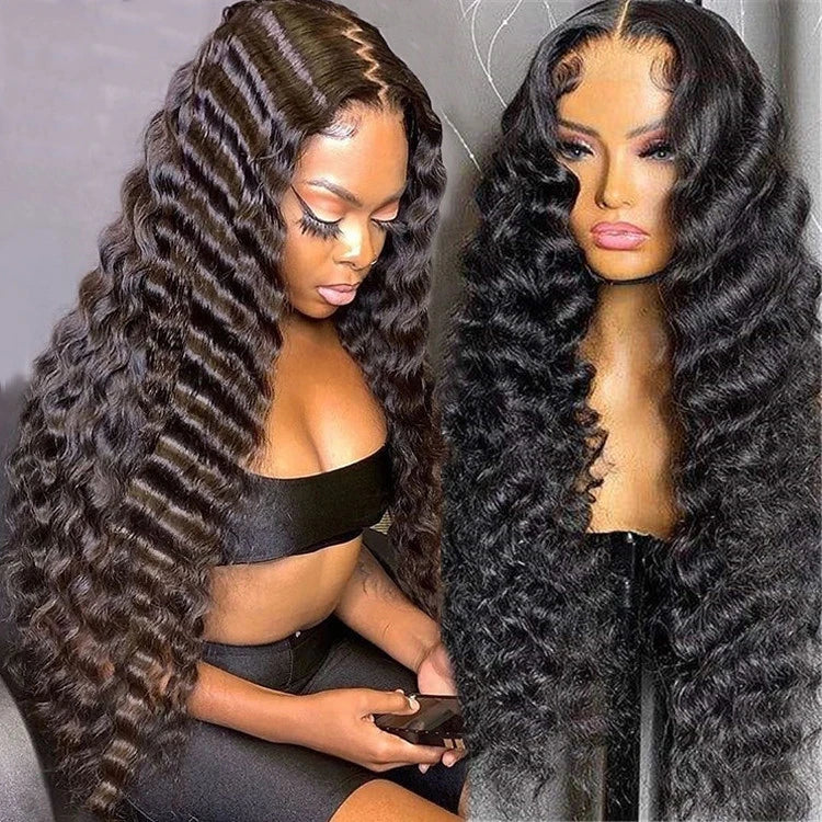 28 30 Inch Deep Wave Glueless Hd Lace Human Hair Wigs 13x4Hd Lace Closure Loose Deep Frontal Wig Vendors Raw Indian Hair