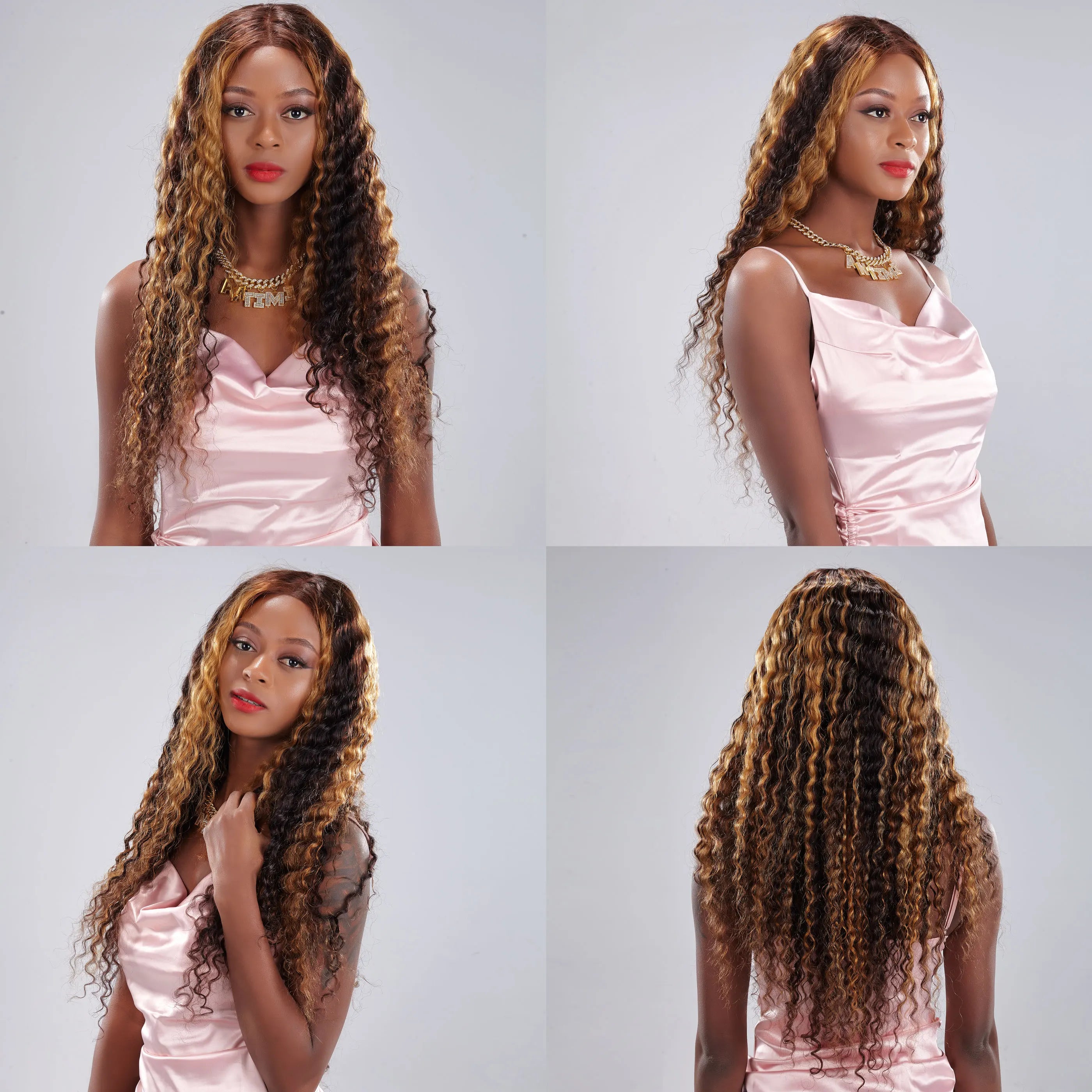 Xuchang P4/27 Color Deep Wave Human Hair Wholesale Customization  Hair Wig Lace Front 13x4 Remy Human Hair Wigs