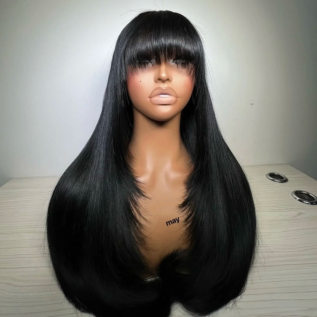 Human Hair Wigs 180% 200% 300% Density HD Transparent Lace Frontal Wig Long Bone Straight Virgin Cuticle Aligned Raw Hair Wigs