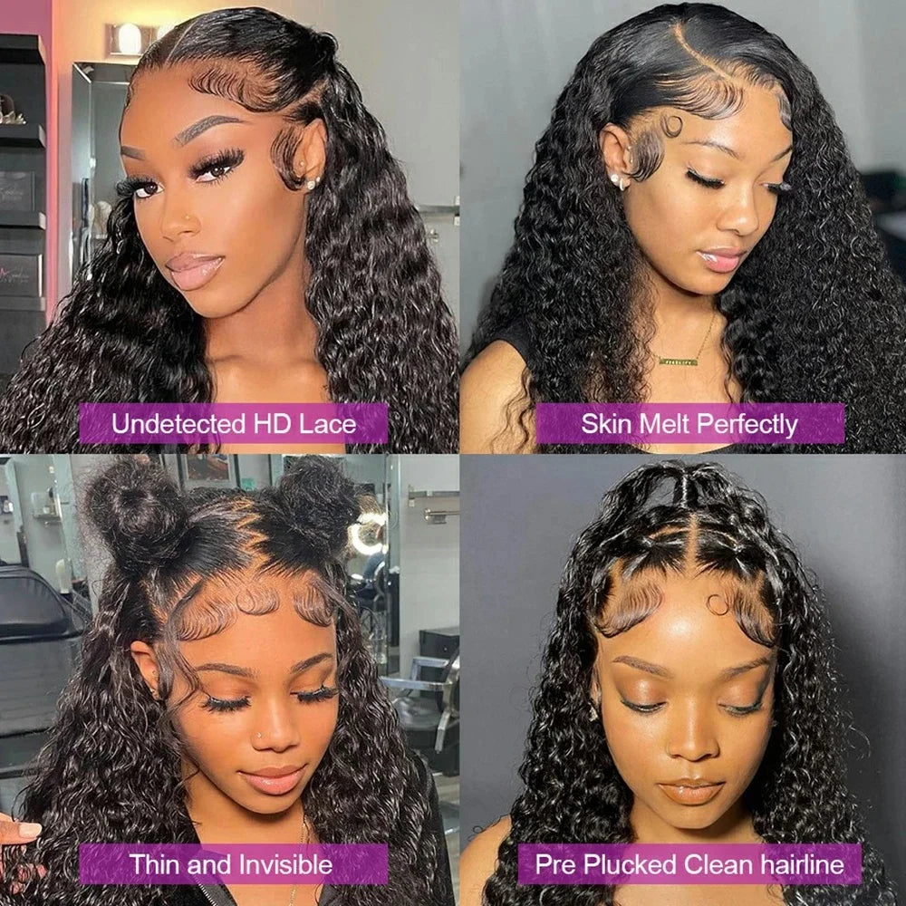 100% Real Human Hair Water Wave 13x4 Full Lace Frontal Wig Queen Beauty Hair Wigs Vendor