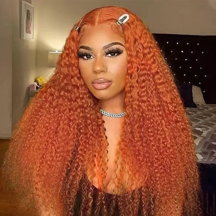 Vietnamese Raw Hair Wigs Deep Wave Cuticle Aligned Hair Ginger Wigs Human Hair Lace Front 30 40inch Virgin Curly Wig Human Hair
