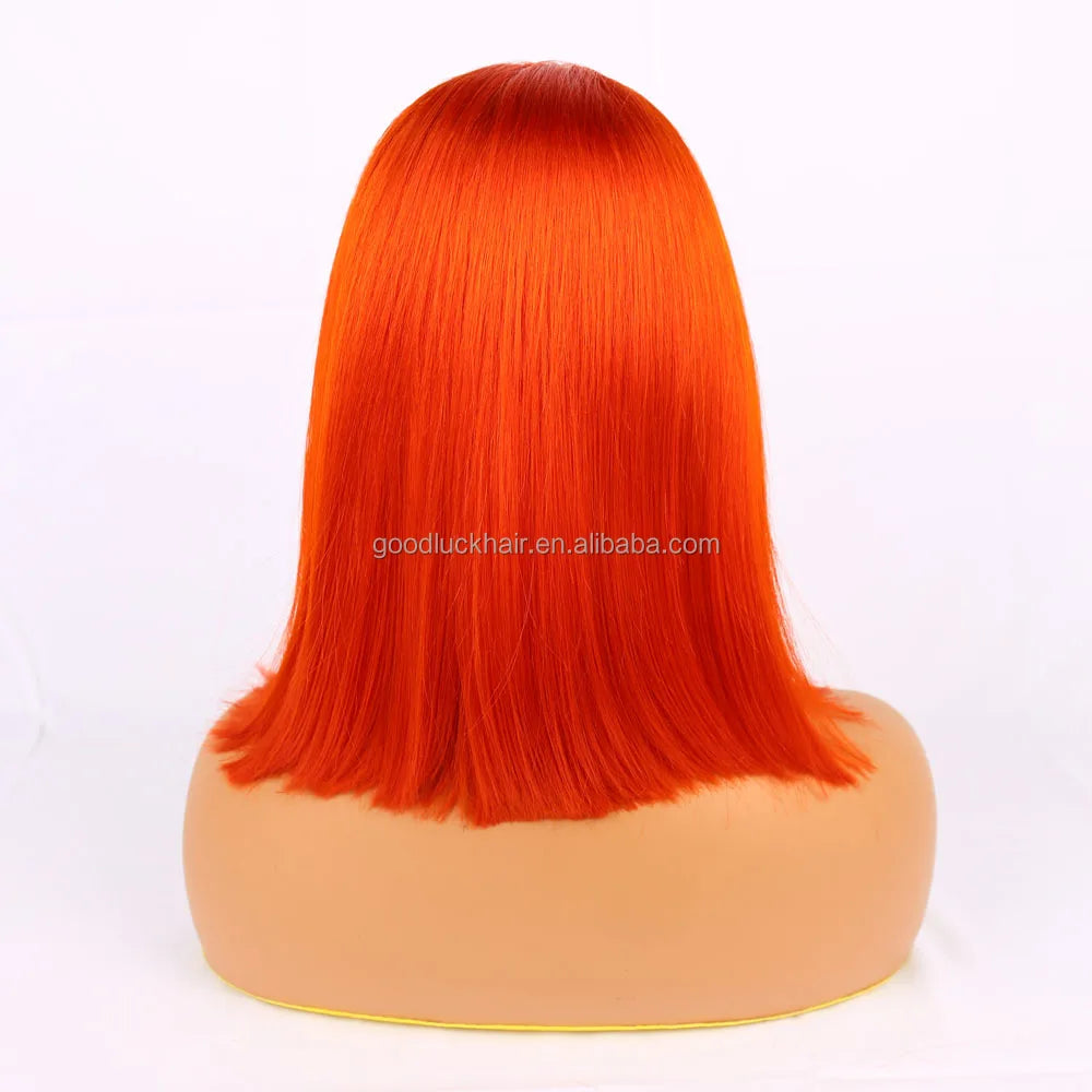 GL Cheap Wholesale Brazilian Pink Bob Wigs Double Drawn Human Hair Wigs for Black Women HD Transparent Pink Lace Front Wigs