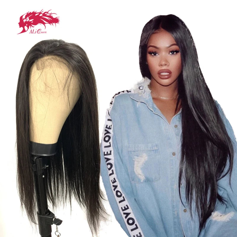 Ali Queen Hair Straight HD Lace Front Wig With Baby Hair Brazilian Remy Human Hair Wigs 4x4/5x5 Lace Closure Wig With Free Part