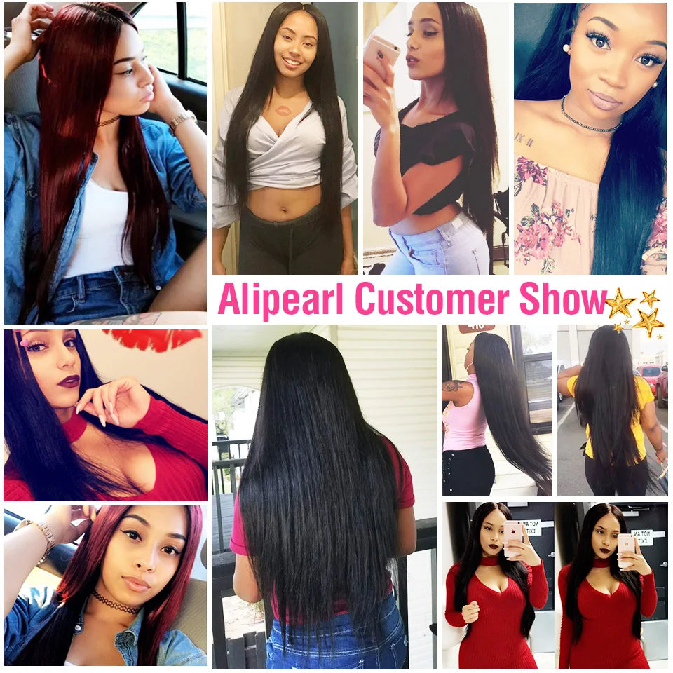 AliPearl Hair Straight 3 Bundles With 5x5 Closure Transparent Lace Closure Bundles With Closure Brazilian Human Hair