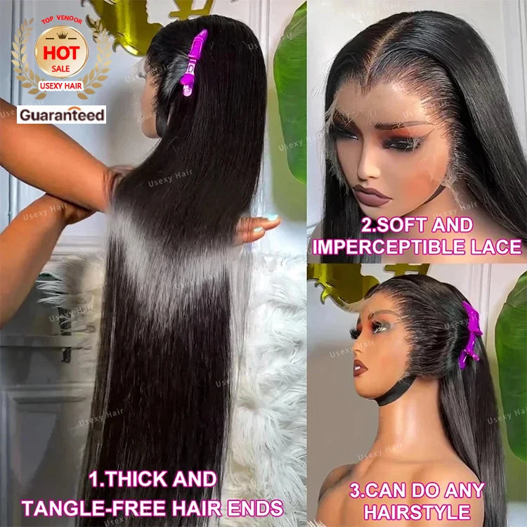 30 Inch Hd Lace Front Wigs Straight Lace Frontal Wigs Pre Plucked Cuticle Aligned 180 Density 13X4 Virgin Indian Human Hair Wigs