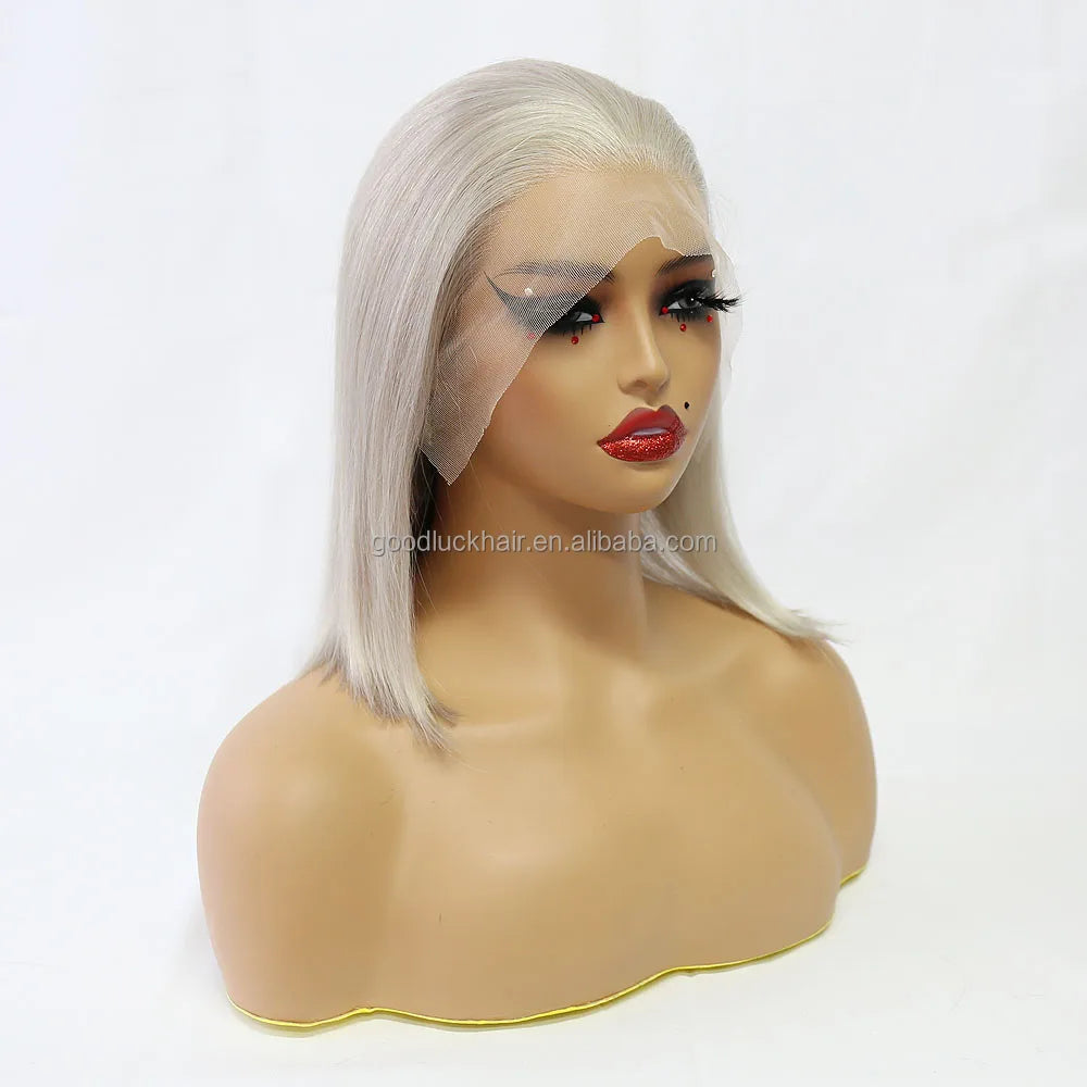 GL Cheap Wholesale Brazilian Pink Bob Wigs Double Drawn Human Hair Wigs for Black Women HD Transparent Pink Lace Front Wigs
