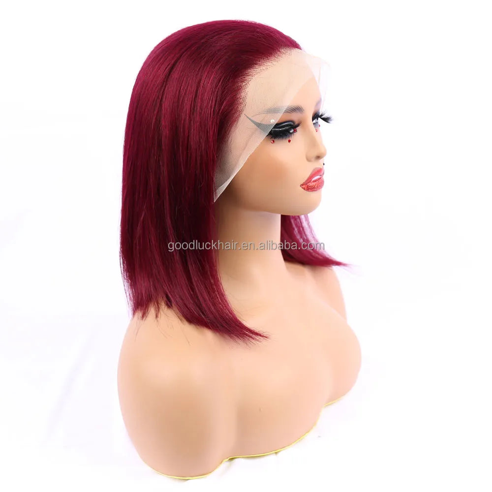 GL Cheap Wholesale Brazilian Pink Bob Wigs Double Drawn Human Hair Wigs for Black Women HD Transparent Pink Lace Front Wigs