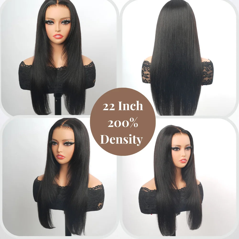 Ready to Ship Layer Style 180% 13x4 Transparent Lace Front Wigs Brazilian 5x7 Closure Straight Human Hair Wigs for Black Women