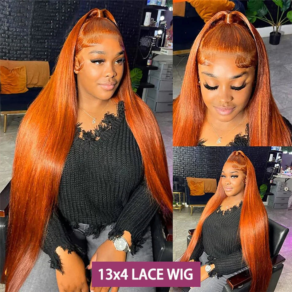 Hot Selling Wholesale Colored Human Hair Wigs, HD Lace Front Wig, Ginger Orange Red Wigs Lace Front Human Hair for Black Women