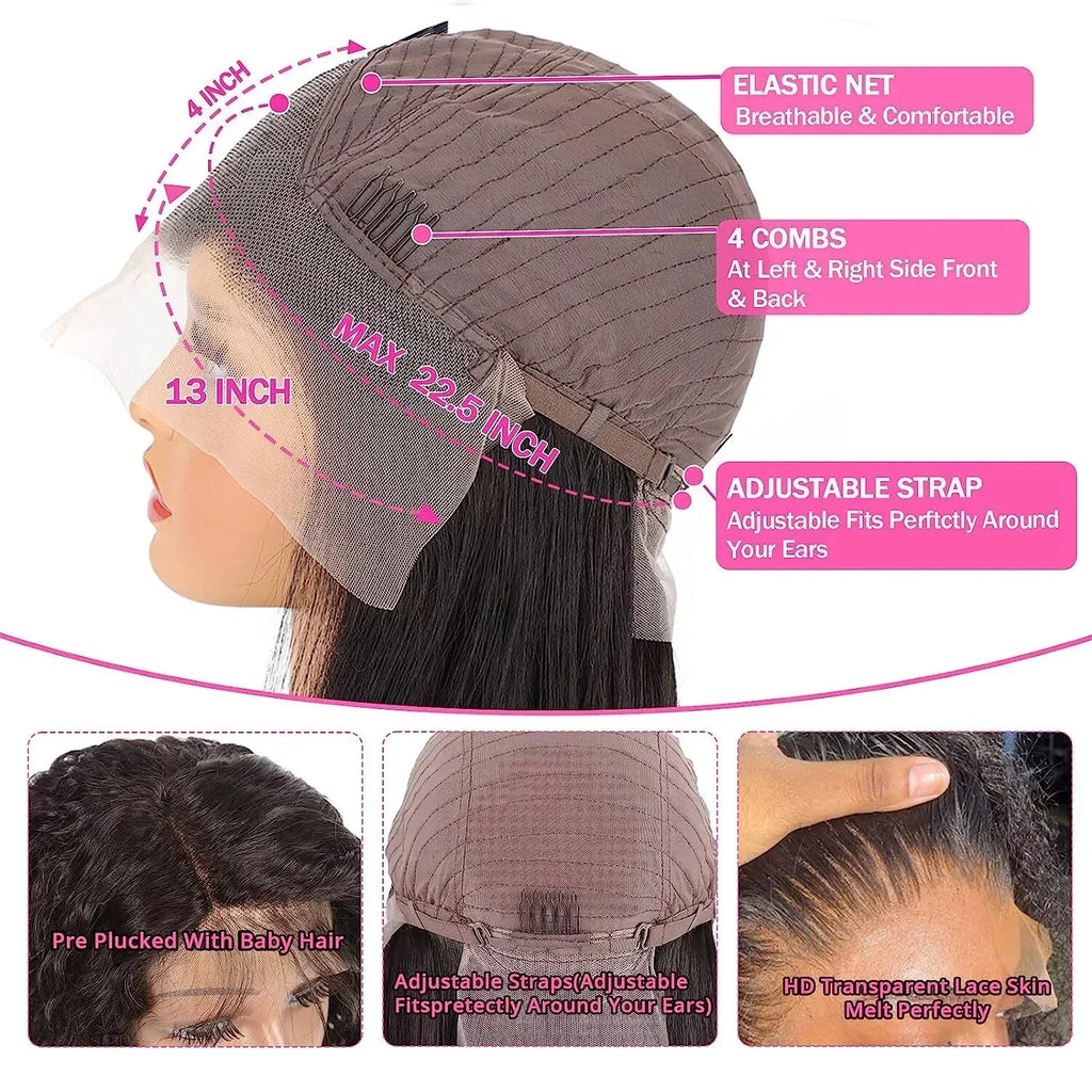 100% Real Human Hair Water Wave 13x4 Full Lace Frontal Wig Queen Beauty Hair Wigs Vendor