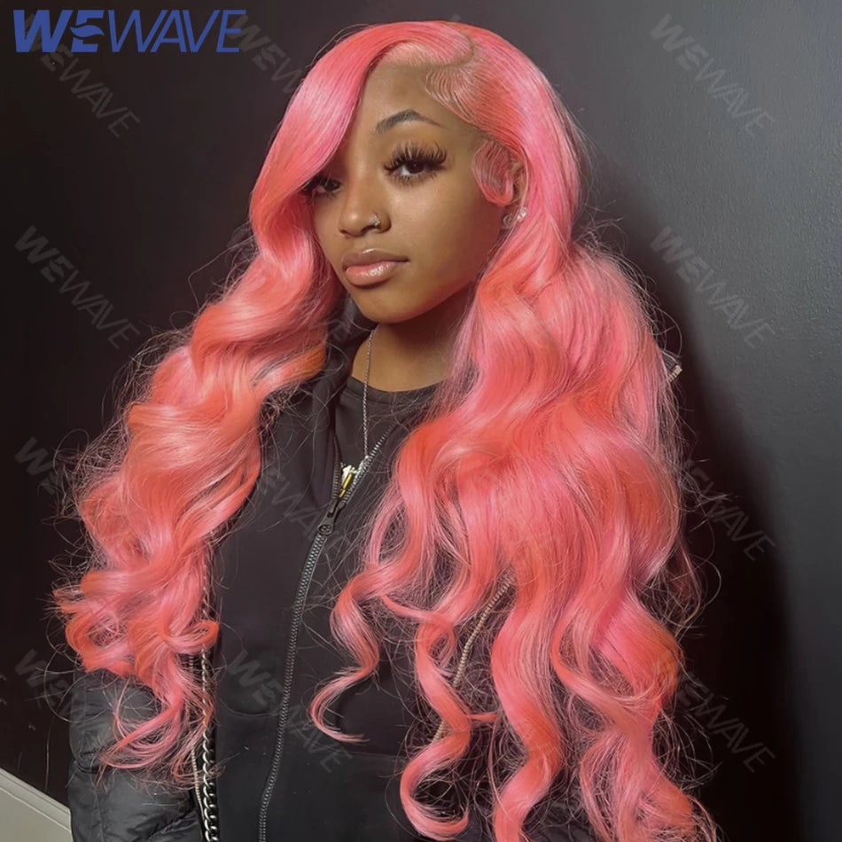 Loose Body Wave Light Pink Lace Front Wig Human Hair 13X6 Hd Lace Frontal 613 Colored Wig 13X4 Brazilian Pre Plucked Wig 36 Inch
