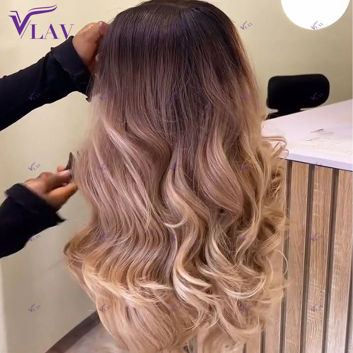 100% Human Hair 400 Density Wear And Go Body Wave Ombre Color Glueless Wigs Human Hair 13x6 HD Lace Frontal Wig Preplucked VLAV