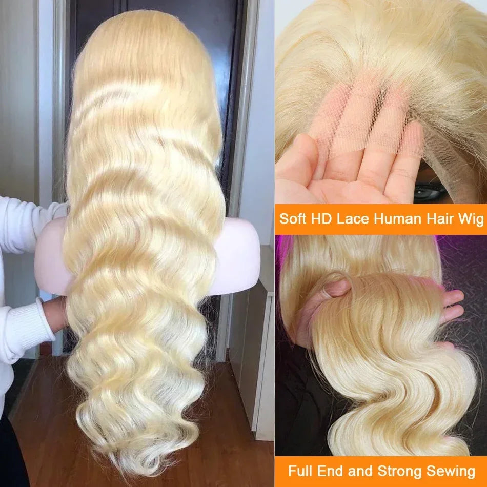 613 Hd Lace Frontal Wig 13x6 Body Wave Human Hair Wigs 30 Inch Honey Blonde Color Wig Brazilian 13x4 Lace Front Wigs For Women