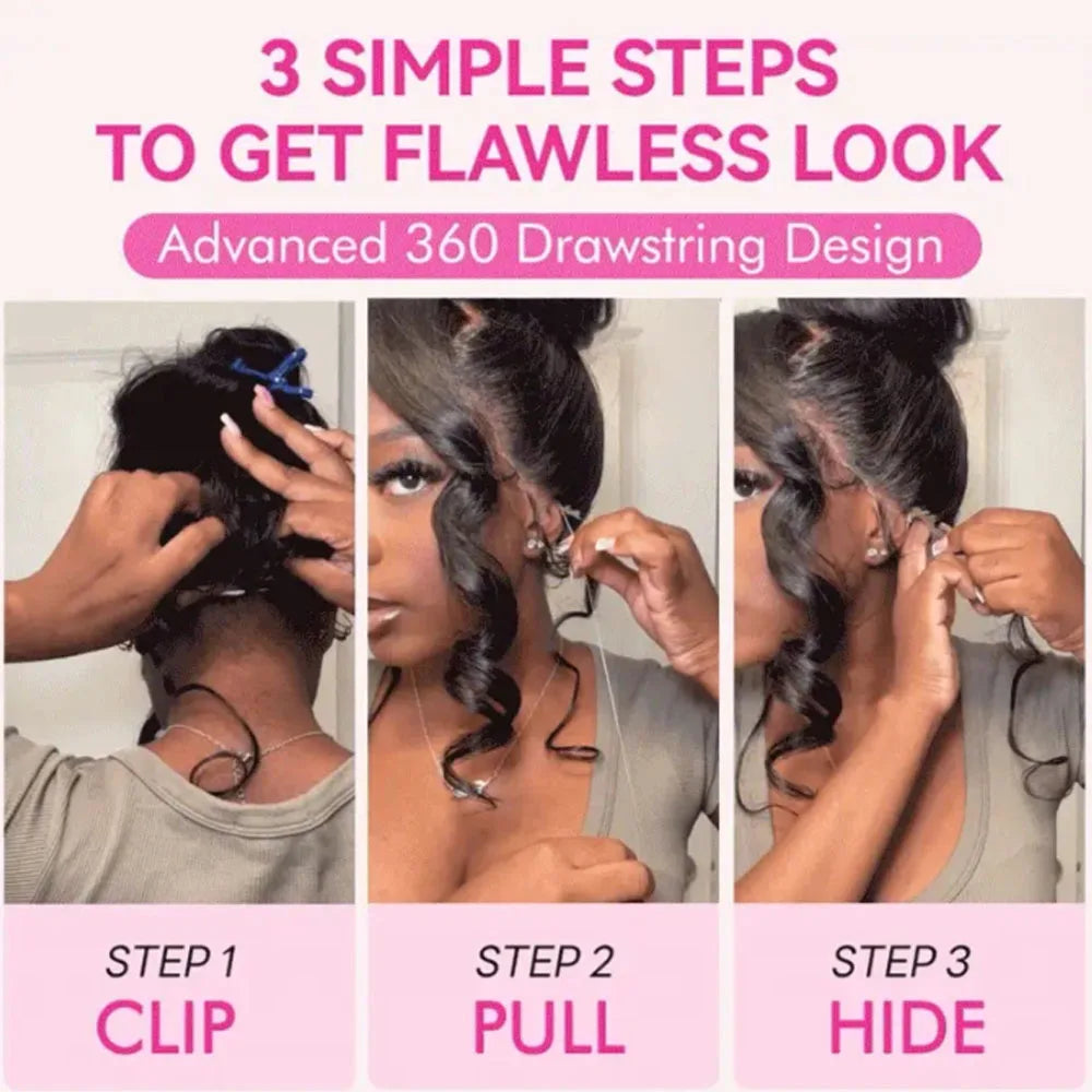 4C Kinky Edges Invisible Strap 360 HD Lace Wigs Human Hair Deep Curly 360 Full Lace Frontal Glueless Wigs with Curly Baby Hair