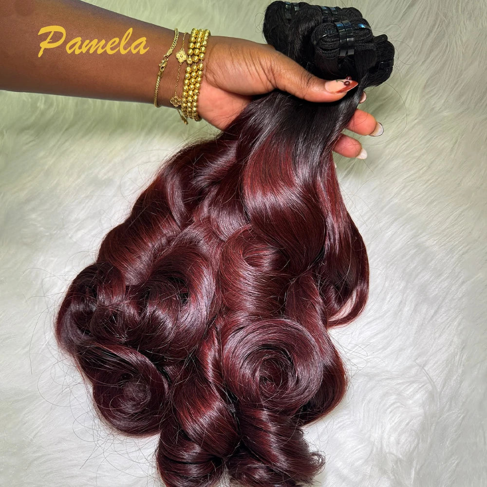 1B/Reddish Brown Color Loose Deep Wave 100% Human Hair Bundles With 13x6 Lace Frontal And 3 Bundles Hair Extensions