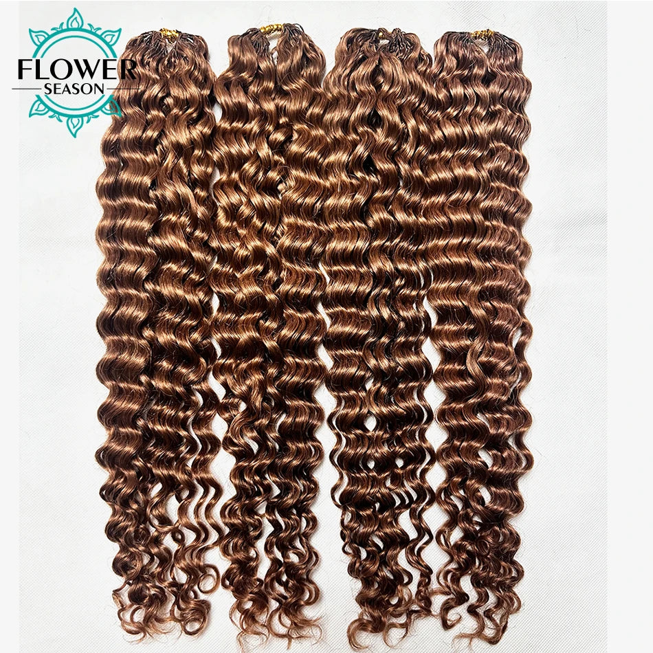 Curly Crochet Human Hair Colored #30 Pre-Separated Feather Crochet Hair Extensions Dark Brown 120g for Black Women