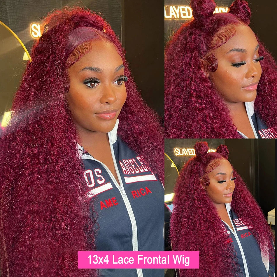 Silkwave Deep Wave Burgundy 13x6 Hd Lace Frontal Curly Human Hair Wigs For Women Red Colored 13x4 Lace Water Wave Frontal Wig