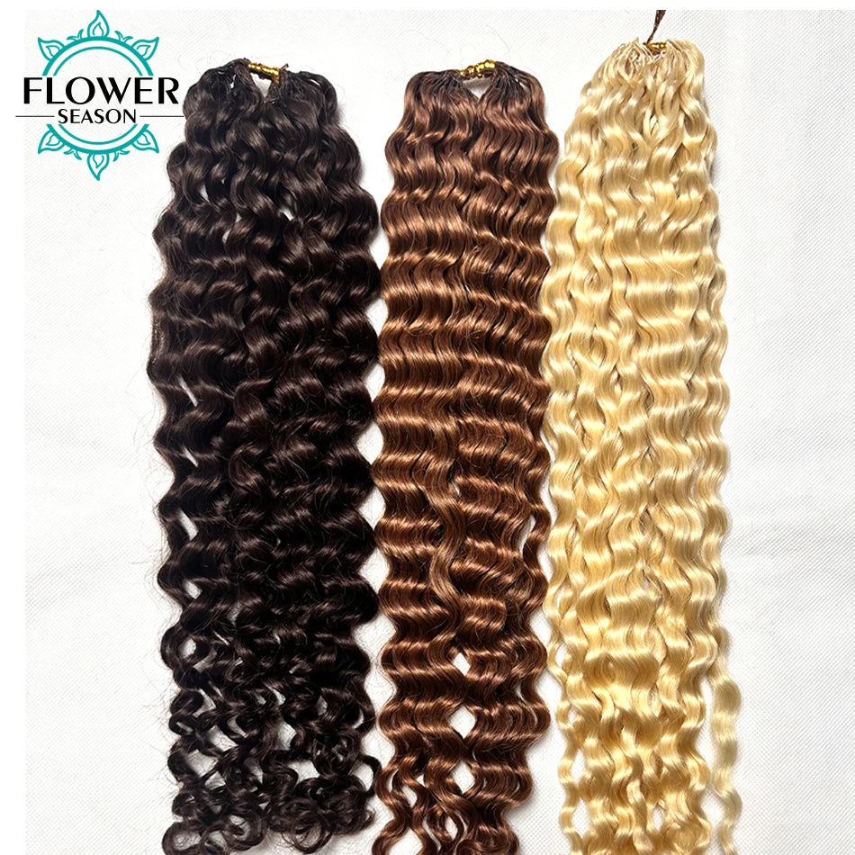 Curly Crochet Human Hair Colored #30 Pre-Separated Feather Crochet Hair Extensions Dark Brown 120g for Black Women