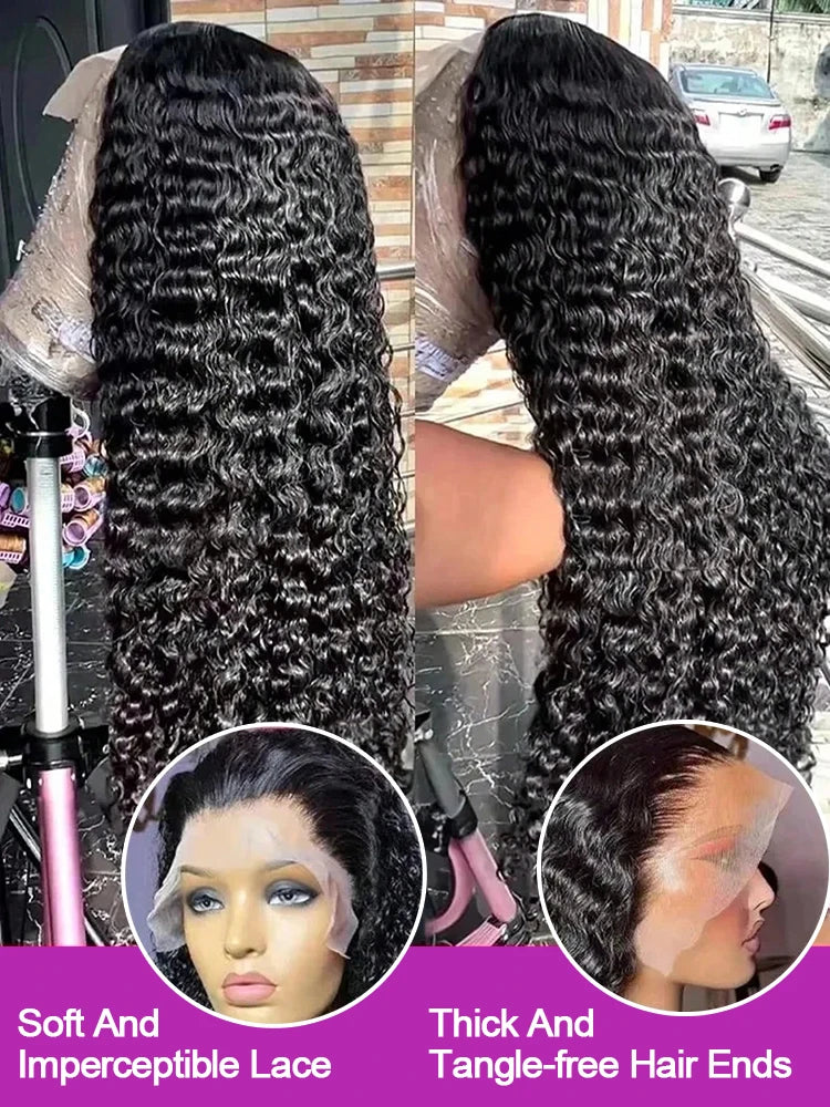 40Inch Wigs 100%Human Hair Kinky Curly Lace Front Wigs 13x6 HD Lace Human Hair Wigs Vietnamese Hair 300%Density Jerry Curly Wigs