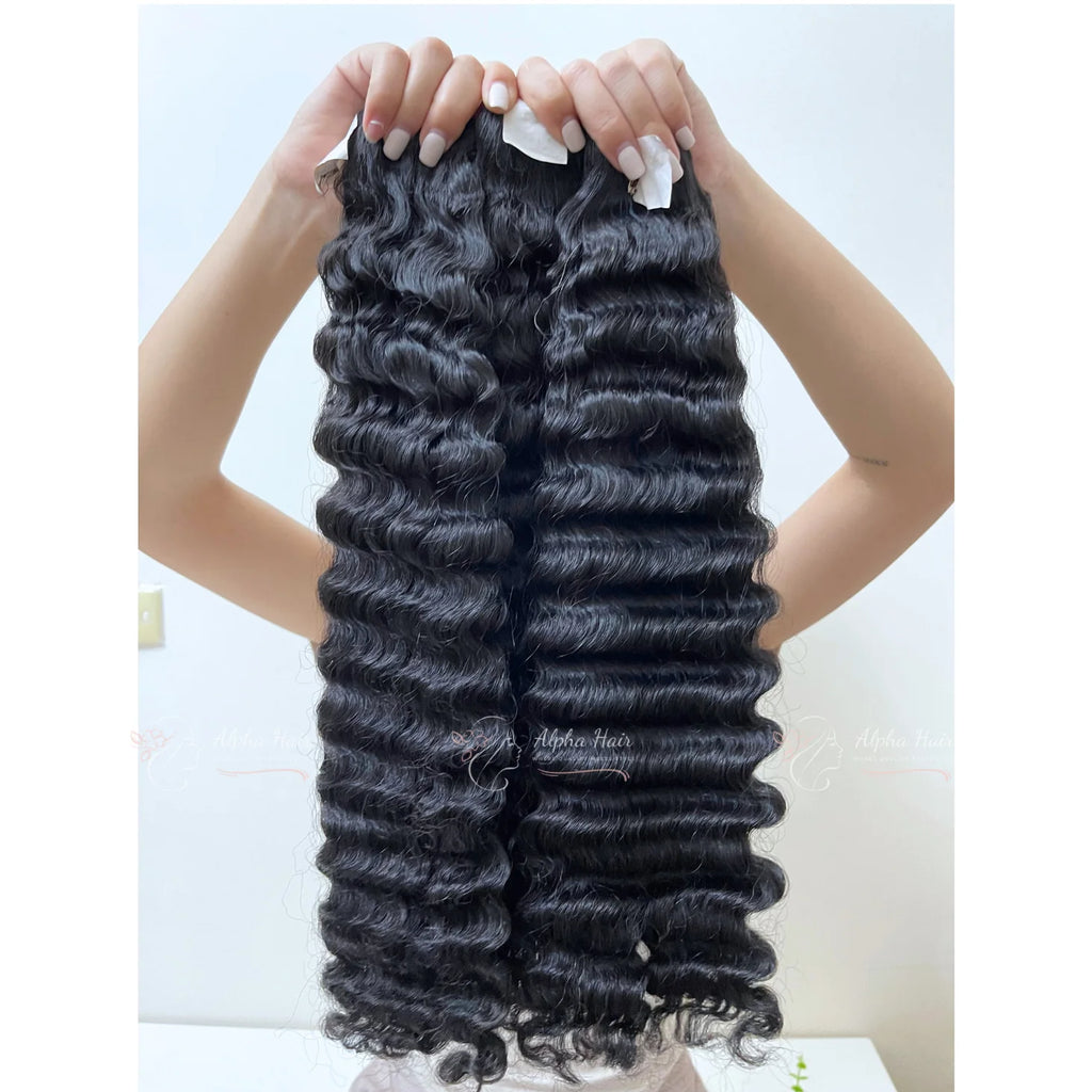 20-Inch Luxurious Vietnamese Cheap Long-Lasting Raw Hair Extensions Single Donor Deep Burmese Wave Wigs Raw Human Hair Wigs