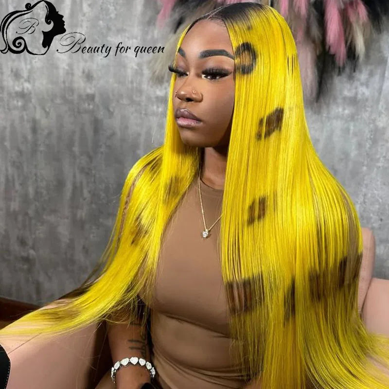 Colored Straight With Pattern High Quality Brazilian Human Hair Wig 13x4 HD Transparent Lace Frontal Wigs Pre Plucked Cosplay