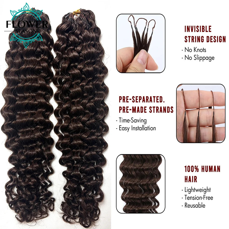 Curly Crochet Human Hair Colored #30 Pre-Separated Feather Crochet Hair Extensions Dark Brown 120g for Black Women