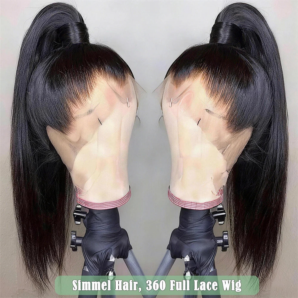 Straight Hiar 360 Full Lace Wig Human Hair 180% Density Pre Plucked Long 360 Lace Frontal Wigs Brazilian Hair 30 Inch