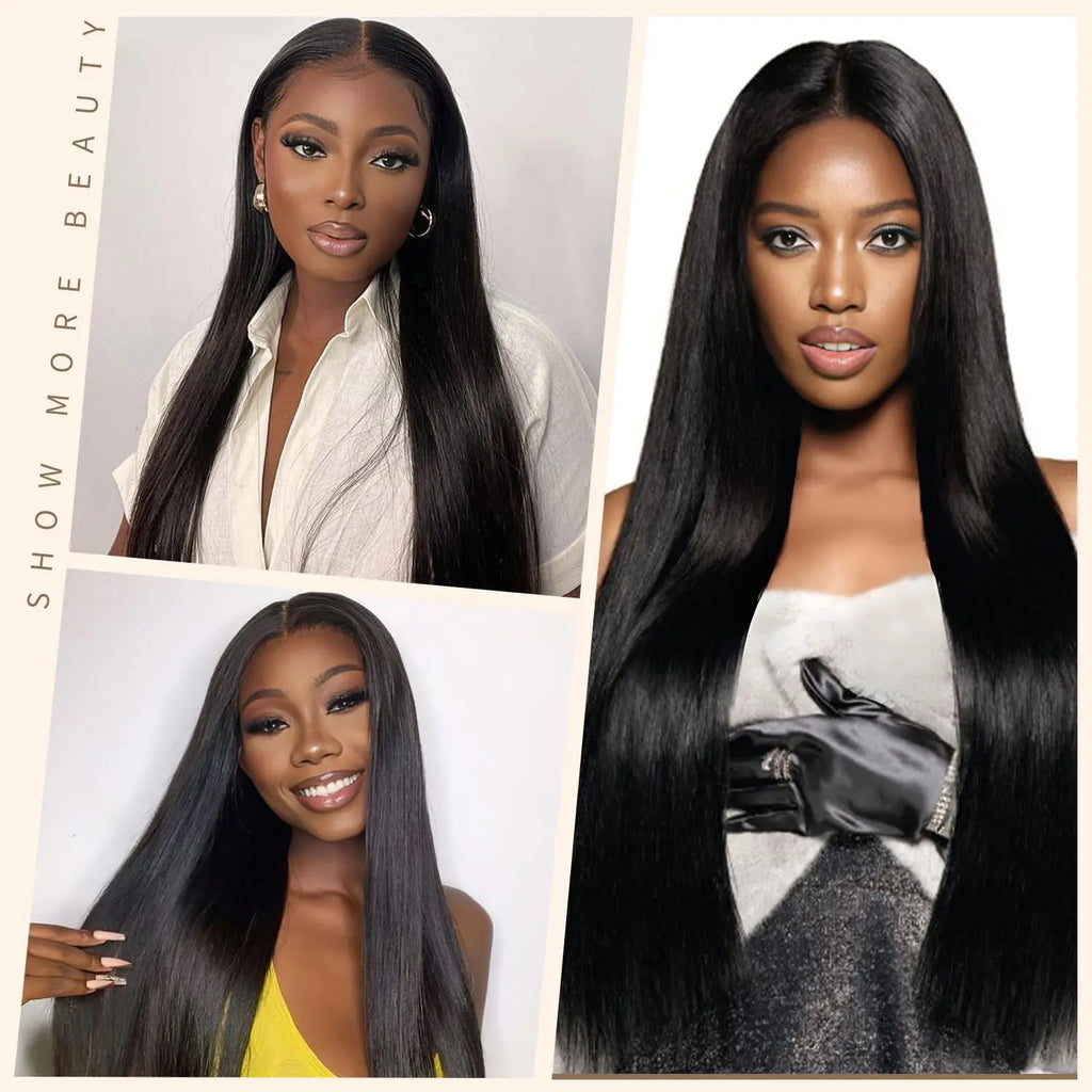 Straight 5x5 Clousre With Bundles Virgin Raw Human Hair Weaving Bundles With 13x6 Frontal Closure Natural Human Hair Extensions