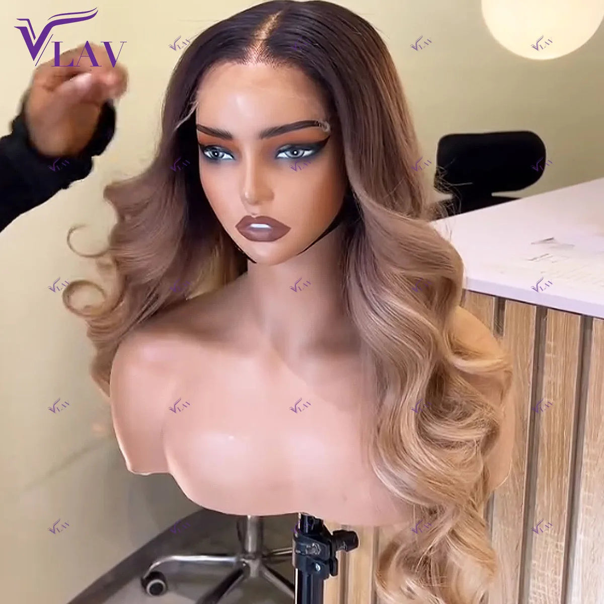 100% Human Hair 400 Density Wear And Go Body Wave Ombre Color Glueless Wigs Human Hair 13x6 HD Lace Frontal Wig Preplucked VLAV