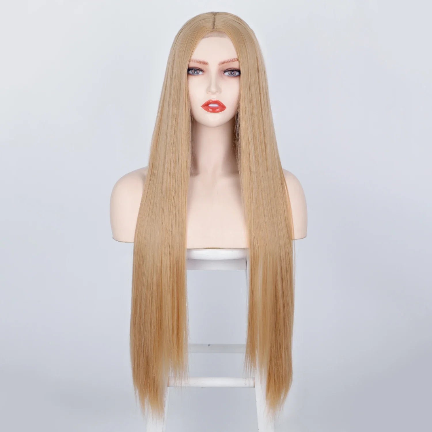 Long Synthetic Straight Wig 32 Inch White Middle Part Wigs for Women Cosplay Blonde Ginger Heat Resistant Fiber Hair Wig