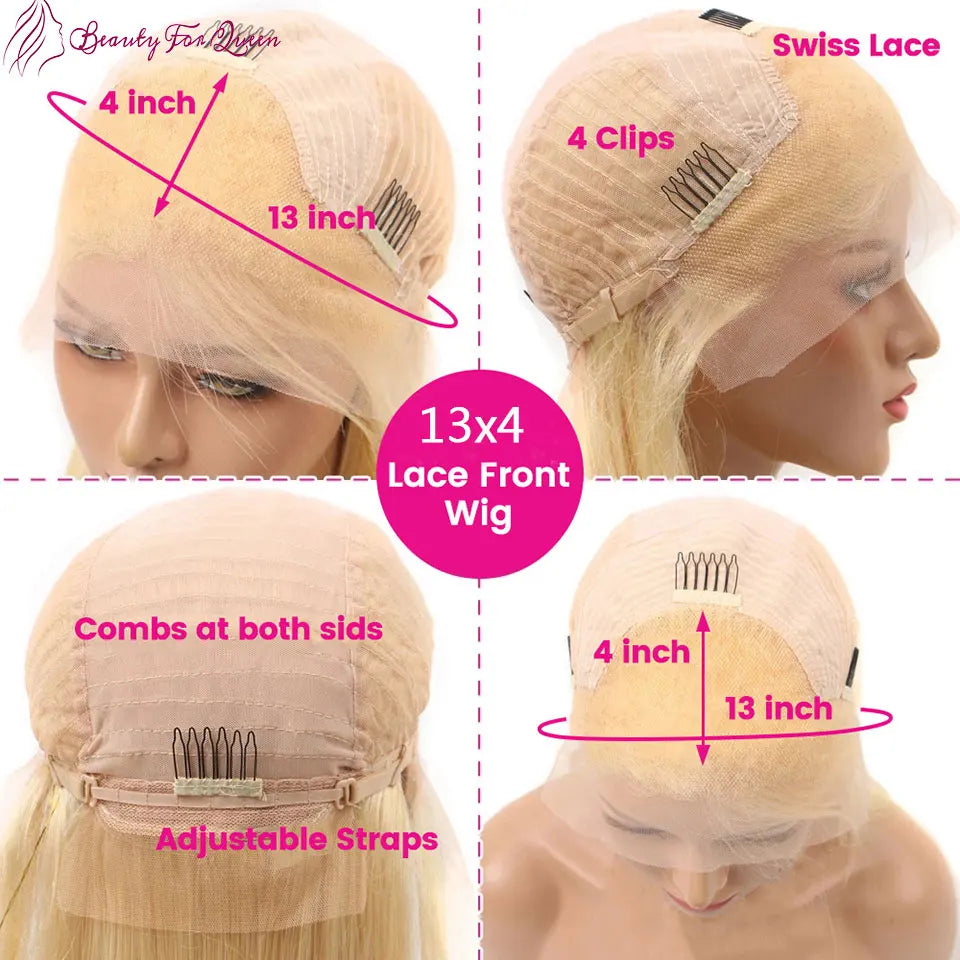 Colored Straight With Pattern High Quality Brazilian Human Hair Wig 13x4 HD Transparent Lace Frontal Wigs Pre Plucked Cosplay