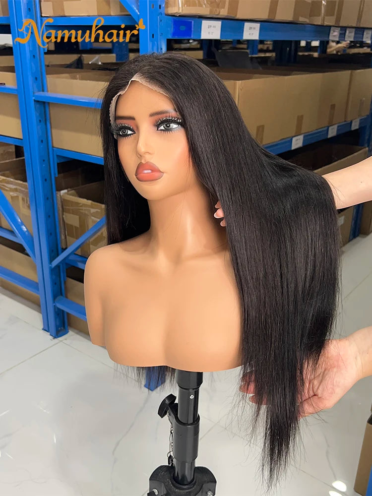 200 Density Silky Straight Glueless Wig 100% Human Hair Ready To Wear 13x4 HD Transparent Lace Closure Wig Pre Plucked