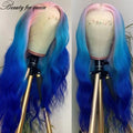 2026 Fashion Colored Blue 180% Density HD 13x4 Lace Front Wig  Glueless Wig Women Cosplay Hot Sale Good Quality Customize