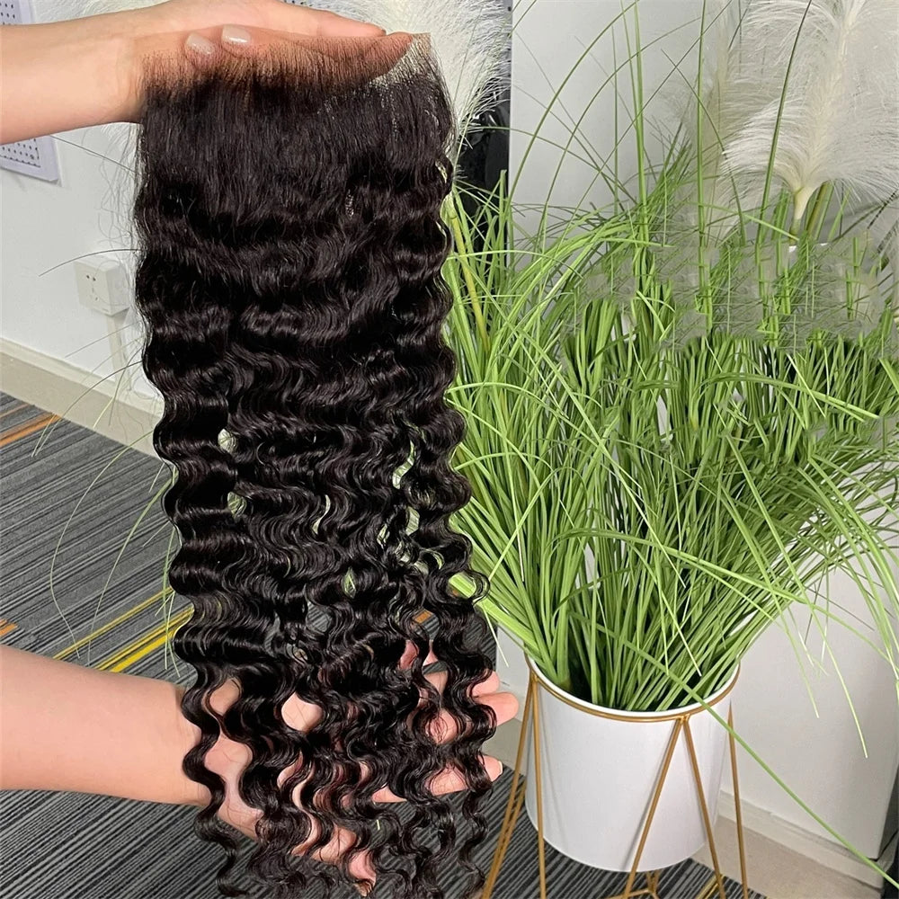 Burmese Curly 4x4 13x4 Real HD Lace Frontal With Bundles  Human Hair Bundles With Closure Raw Weaves Human Hair With Closures
