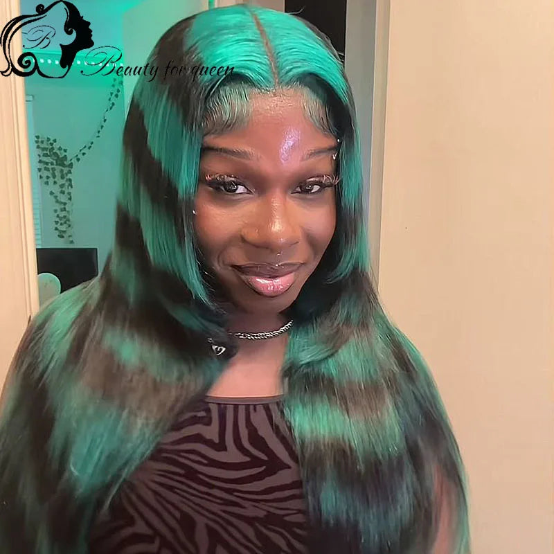 Colored Straight With Pattern High Quality Brazilian Human Hair Wig 13x4 HD Transparent Lace Frontal Wigs Pre Plucked Cosplay