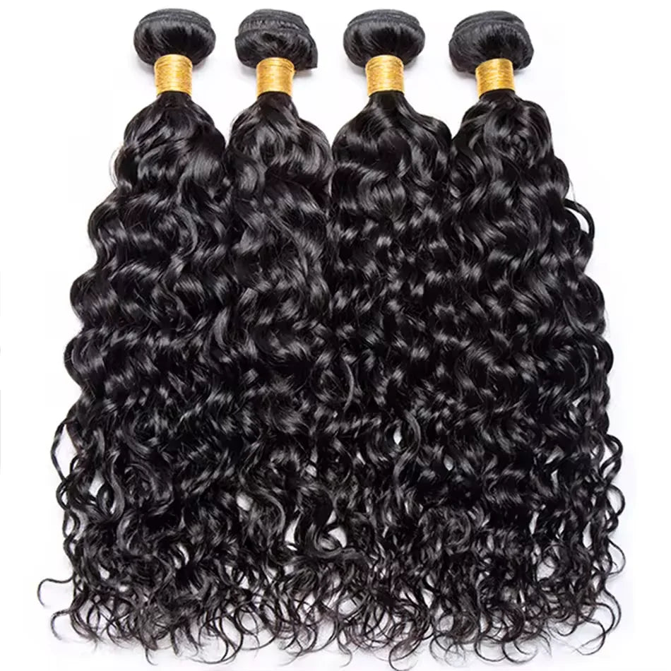 Water Wave Bundles With 4x4 Lace Closure Burmese Virgin Human Hair Water Curly Bundles With Closure Human Hair Weave Extension