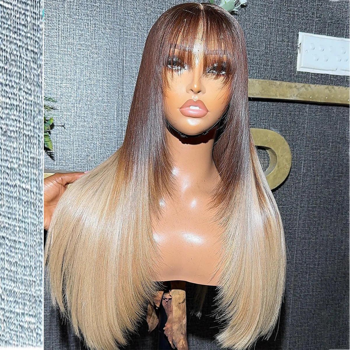 Layered Ombre With Bangs Glueless 400 Density Color Wigs 30Inch Human Hair 13x4 13x6 HD Lace Front Brazilian No Glue Wig Wear&Go